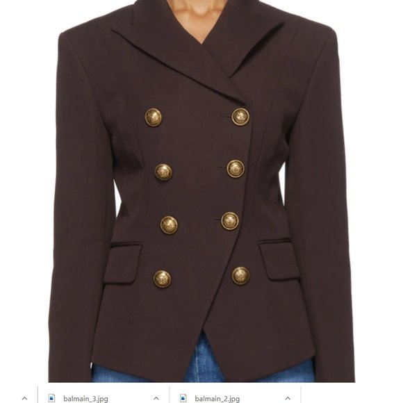NWT BALMAIN Brown Grain De Poudre 8-Button Jacket - Picture 3 of 16